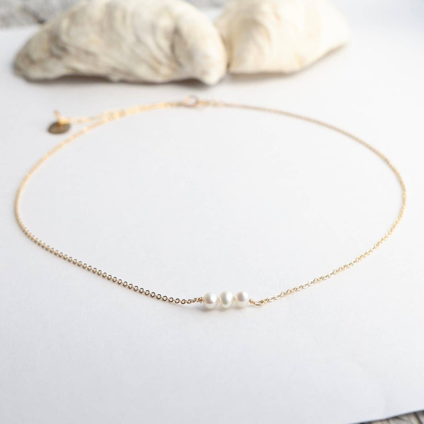 Dainty Triple Pearl Choker: Gold Filled