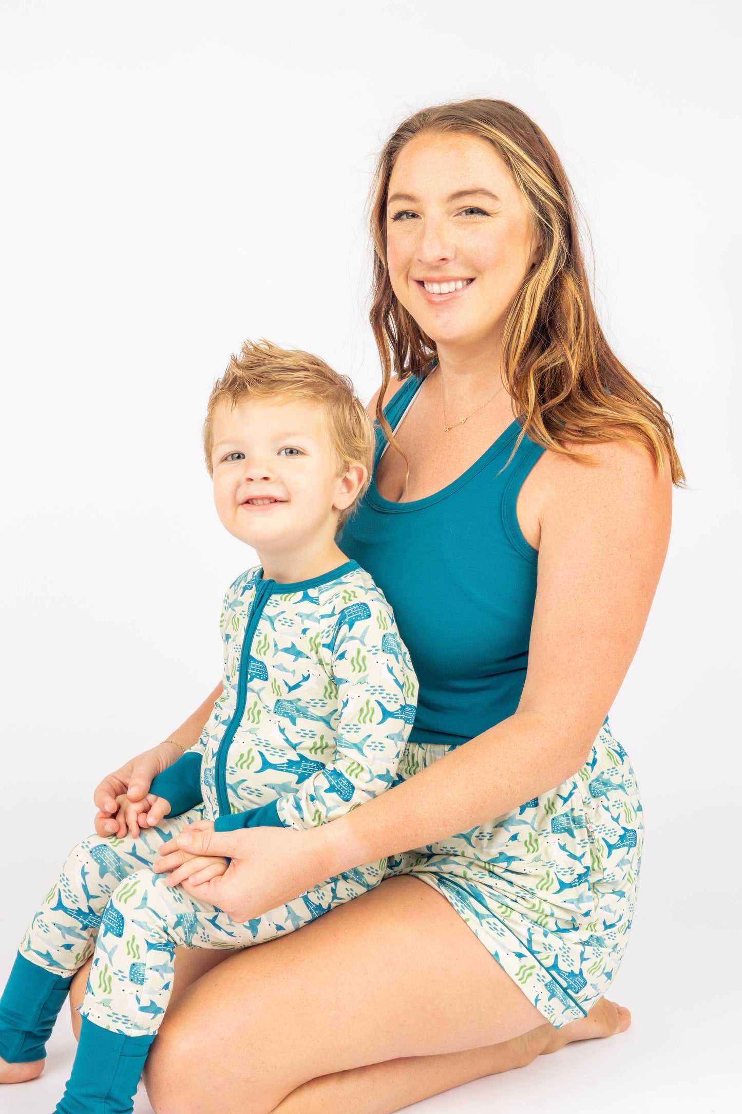Shark Friends Ocean Bamboo Convertible Baby Pajamas: Blue/Multi / 12-18M