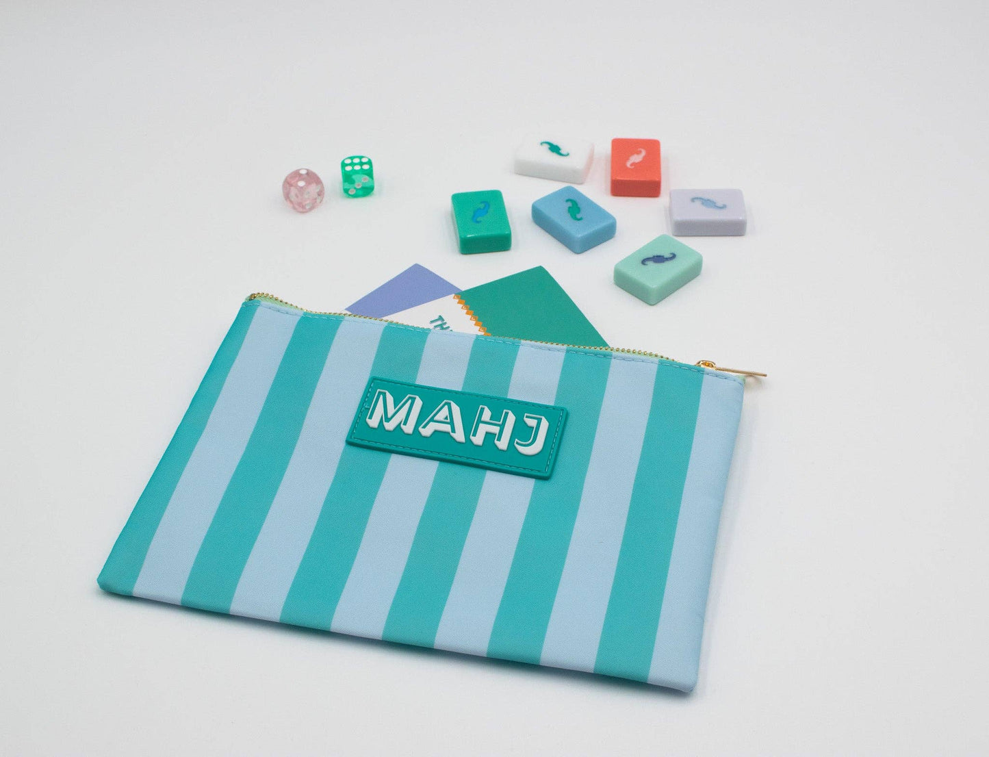Premium Mahjong Card & Accessory Bag: Geometric- Green Card & Accessory Bag