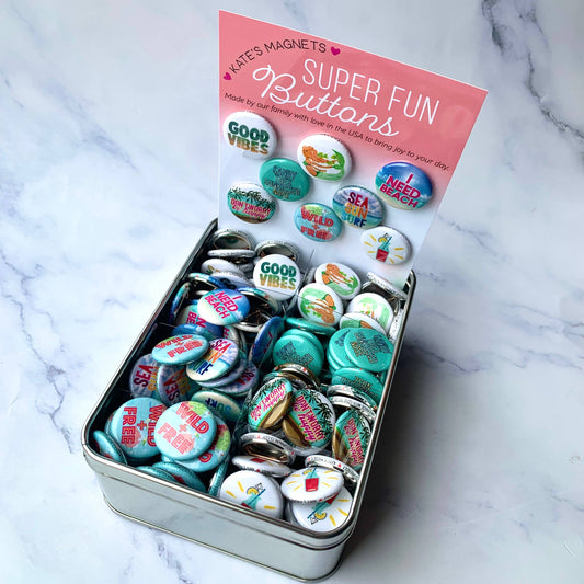 Beach Button  Tin of 200 1" Buttons