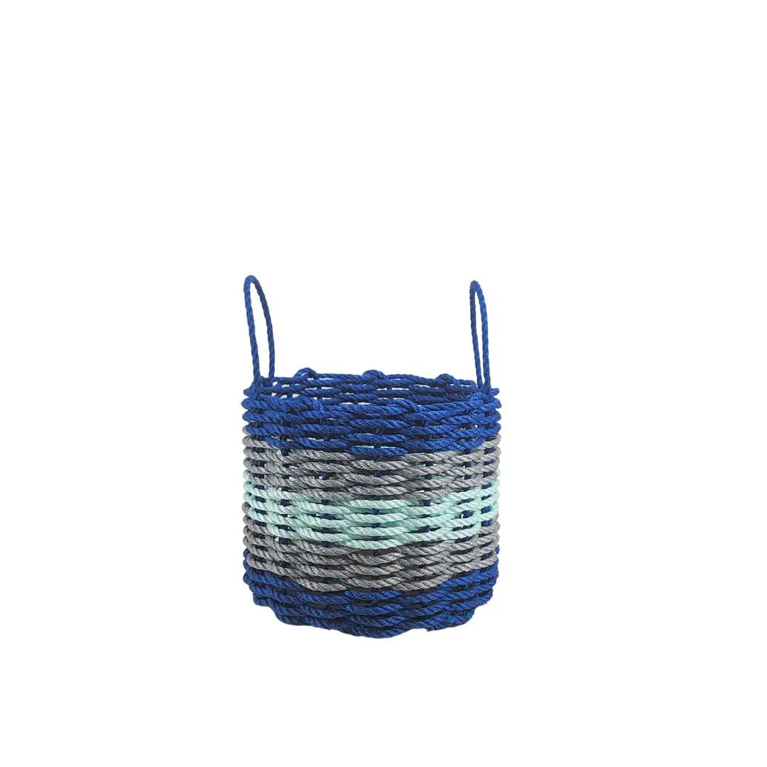 Five Stripe Rope Storage Basket Blue, Gray and Seafoam