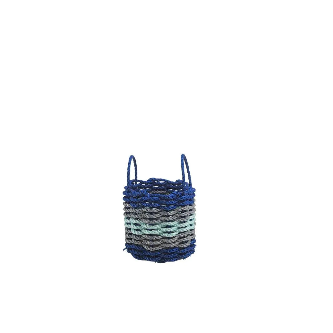 Five Stripe Rope Storage Basket Blue, Gray and Seafoam