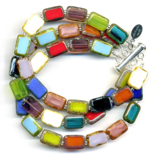 Rainbow Mix 3-Strand Beaded Statement Bracelet