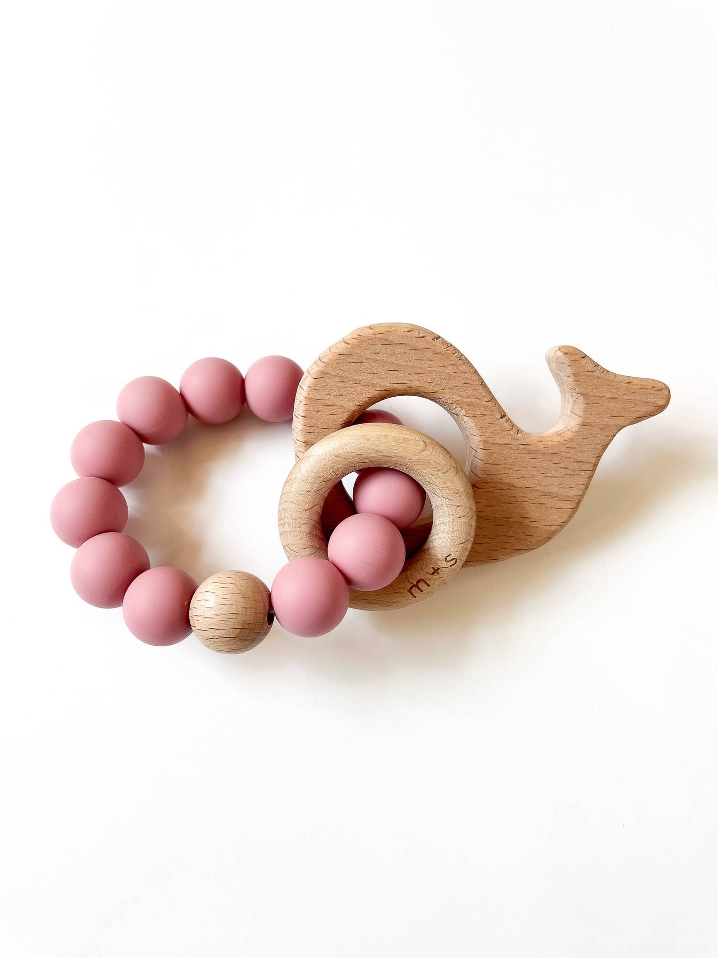 Whale Teether-Silicone and Beech Wood: Black