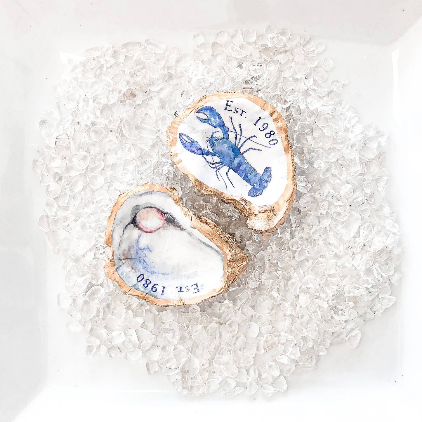 Blue Lobster Oyster Shell Trinket Dish