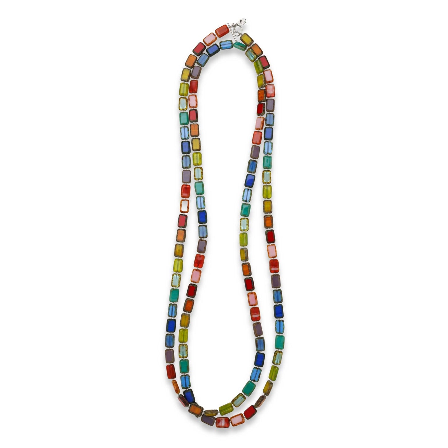 Rainbow Multicolor Long Beaded Necklace, Candyland  Trilogy