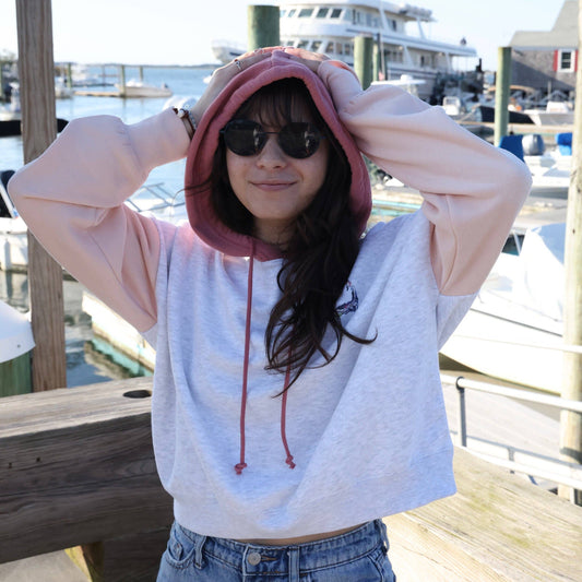 Cape Cod Mid Crop Hoodie Color Block: Small