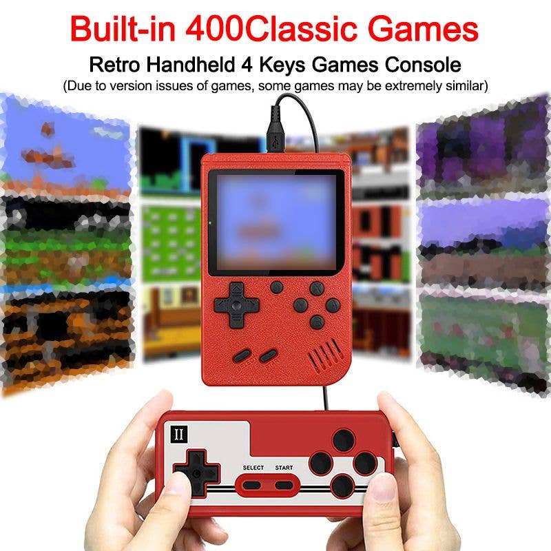 Retro Handheld Game Box Console with 400 Classic Games: Blue