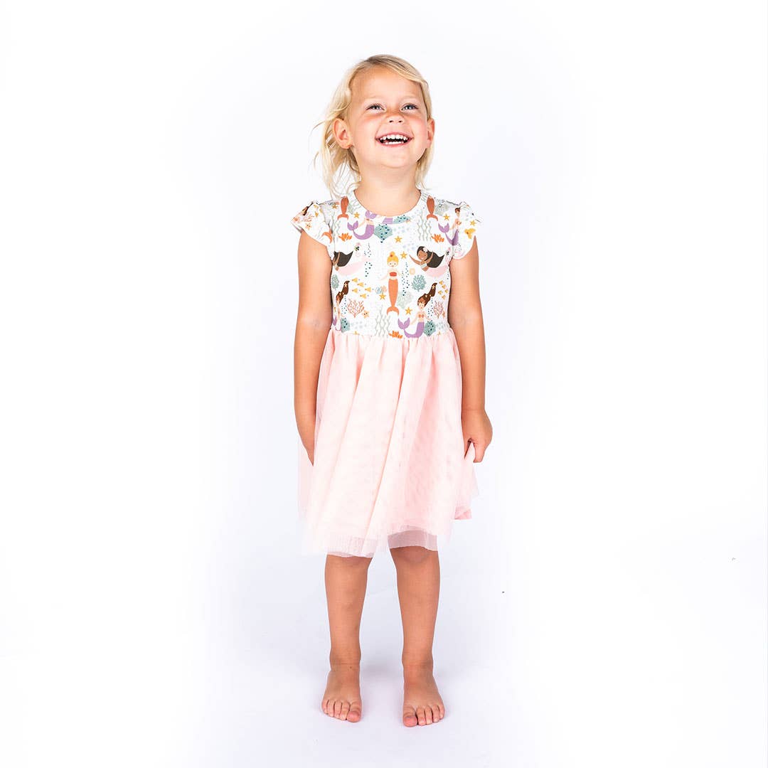Making Waves Mermaids Girl Tulle Dress Bamboo Kids Clothing: 4/5T