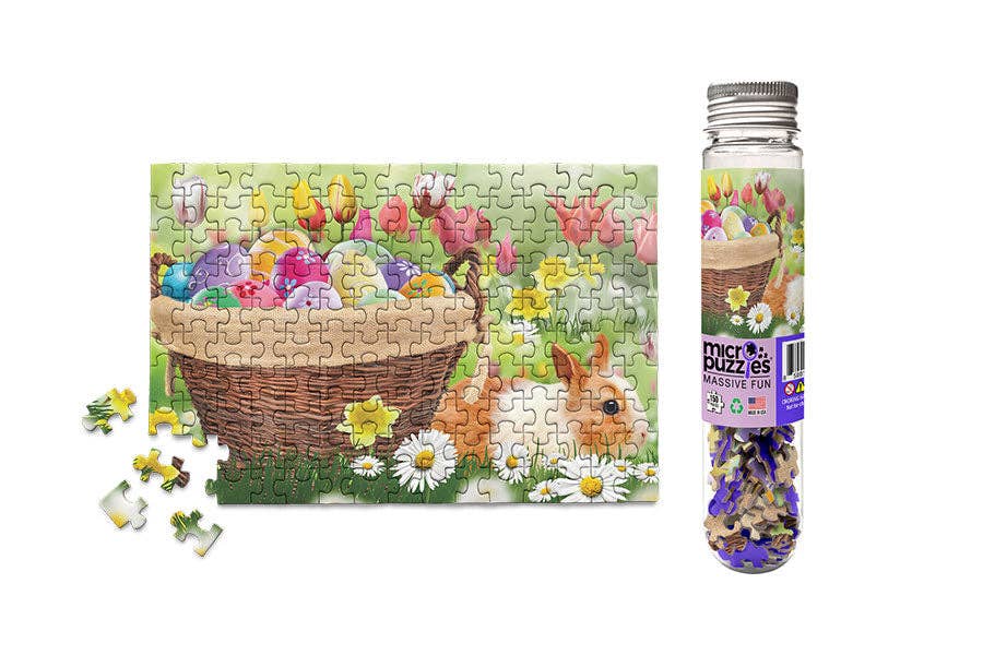 Easter Spring Flowers Basket Bunny Gift Mini Jigsaw Puzzle