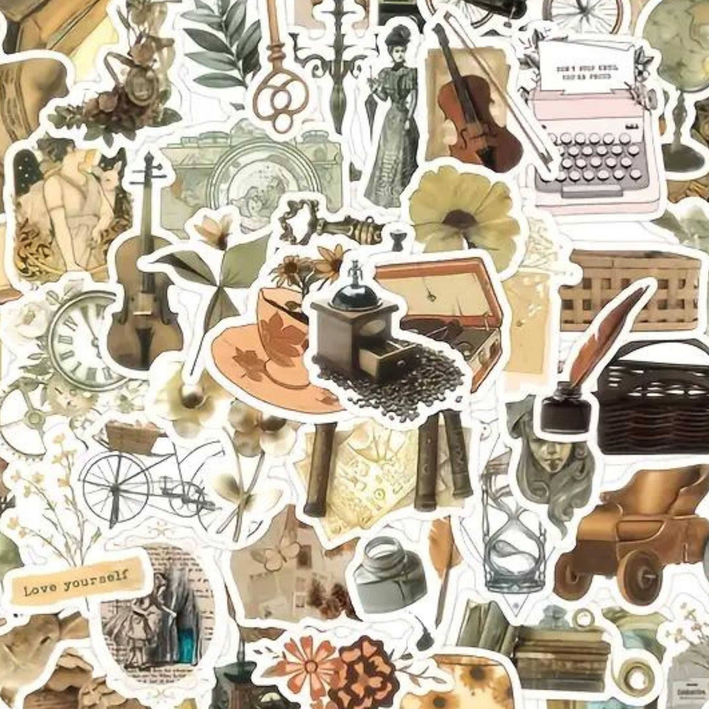 Mix of Retro Vintage Styled Stickers, Decals, Scrapbooking: 10 Stickers