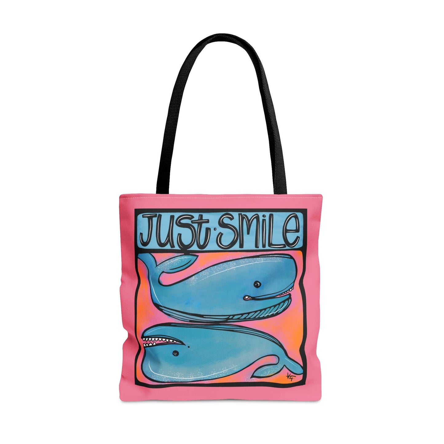 Medium Just Smile Coastal Whales Colorful Tote Bag