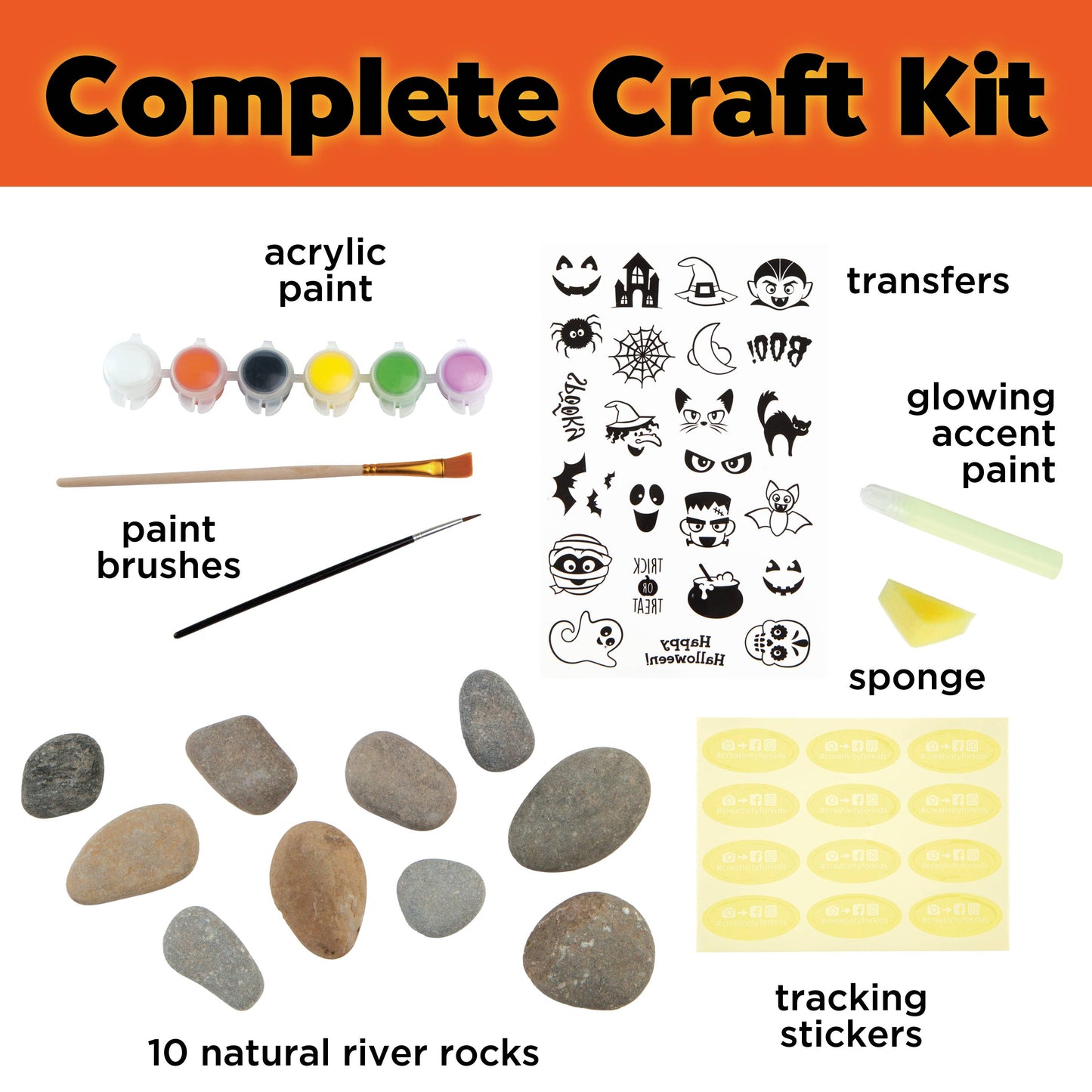 Halloween Hide & Seek Rock Painting Craft Kit for Kids