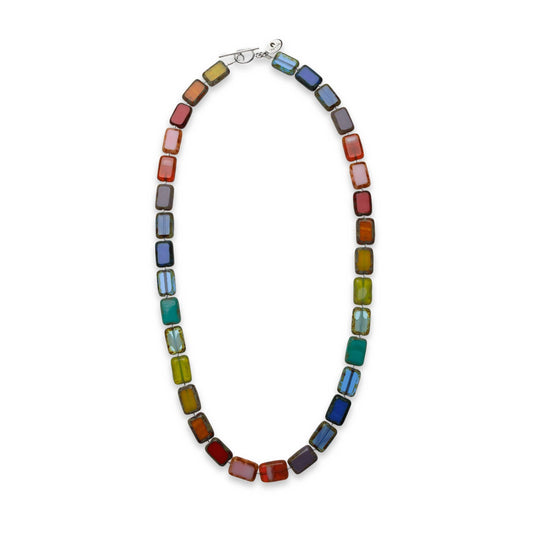 Rainbow Multicolor Beaded Toggle Necklace, 18" Candyland