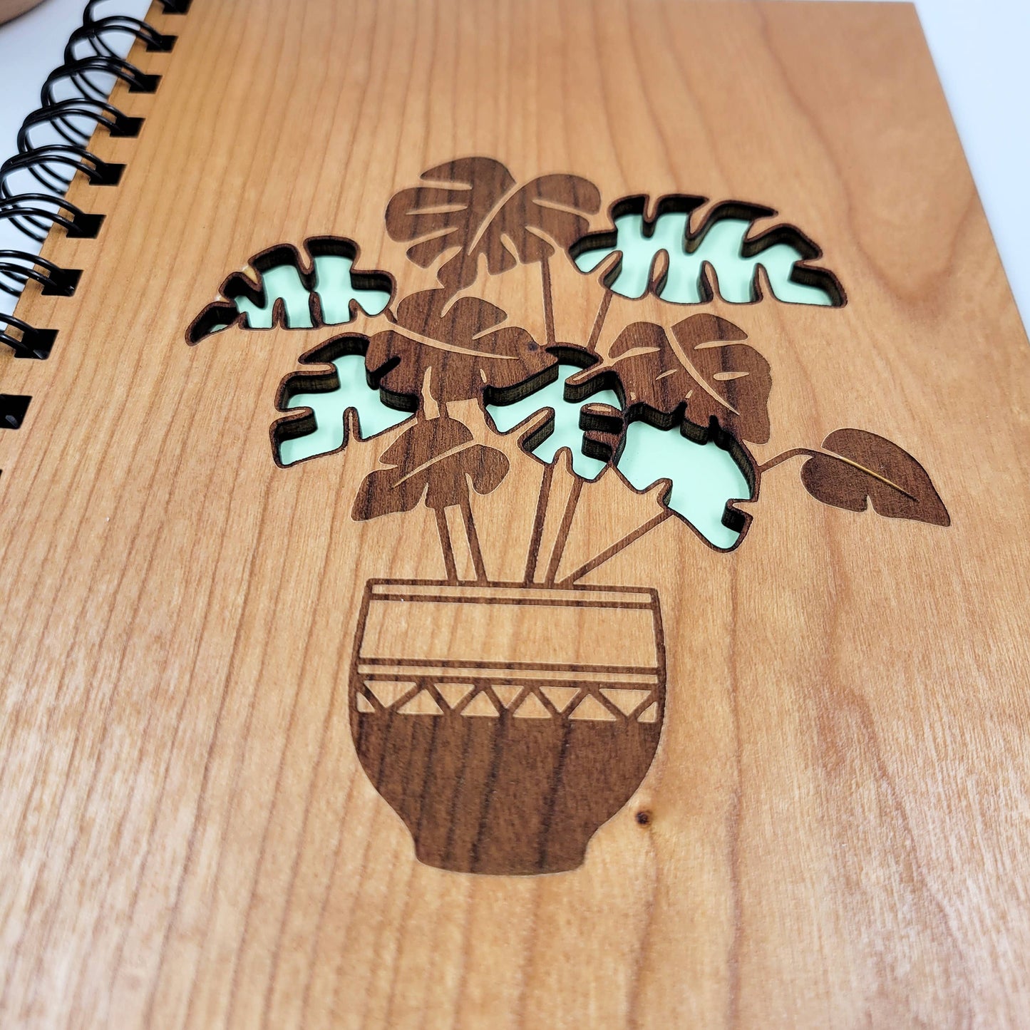 Monstera Plant Wood Journal - Stationery, Journals, Notebook: Lined