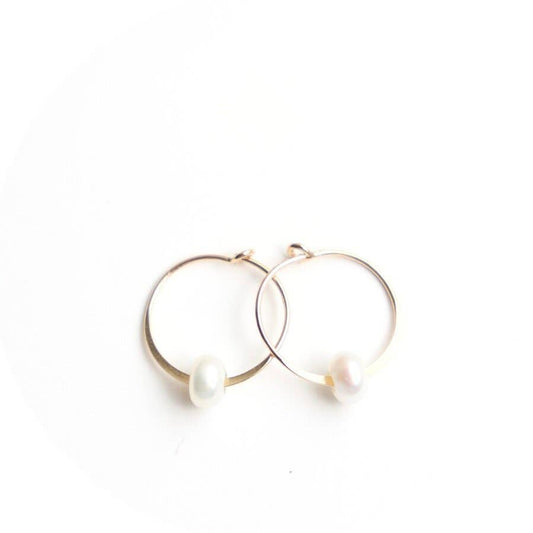Self Love Pearl Hoops: Gold Filled