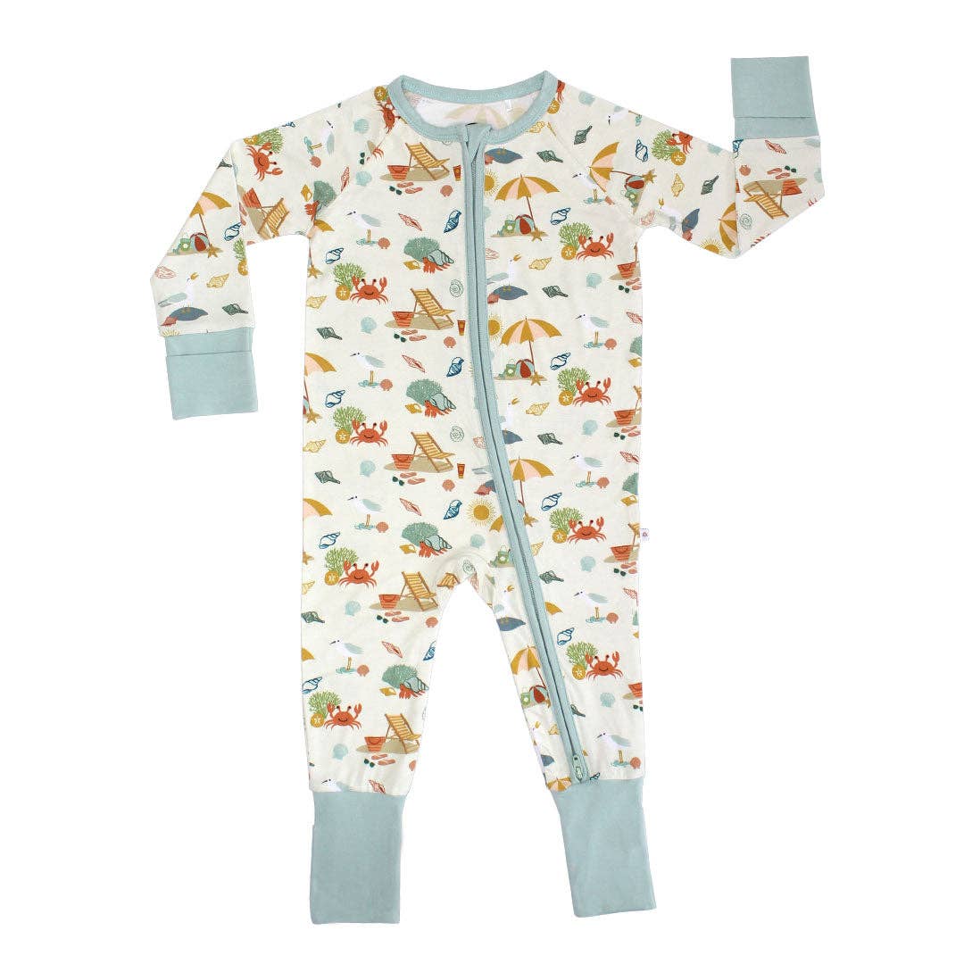 Beach Day Summer Convertible Sleeper Bamboo Baby Pajamas: 18-24M
