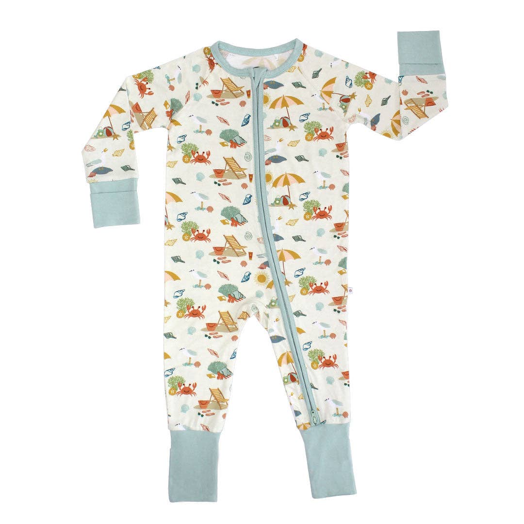 Beach Day Convertible Bamboo Baby Pajamas:  12-18M