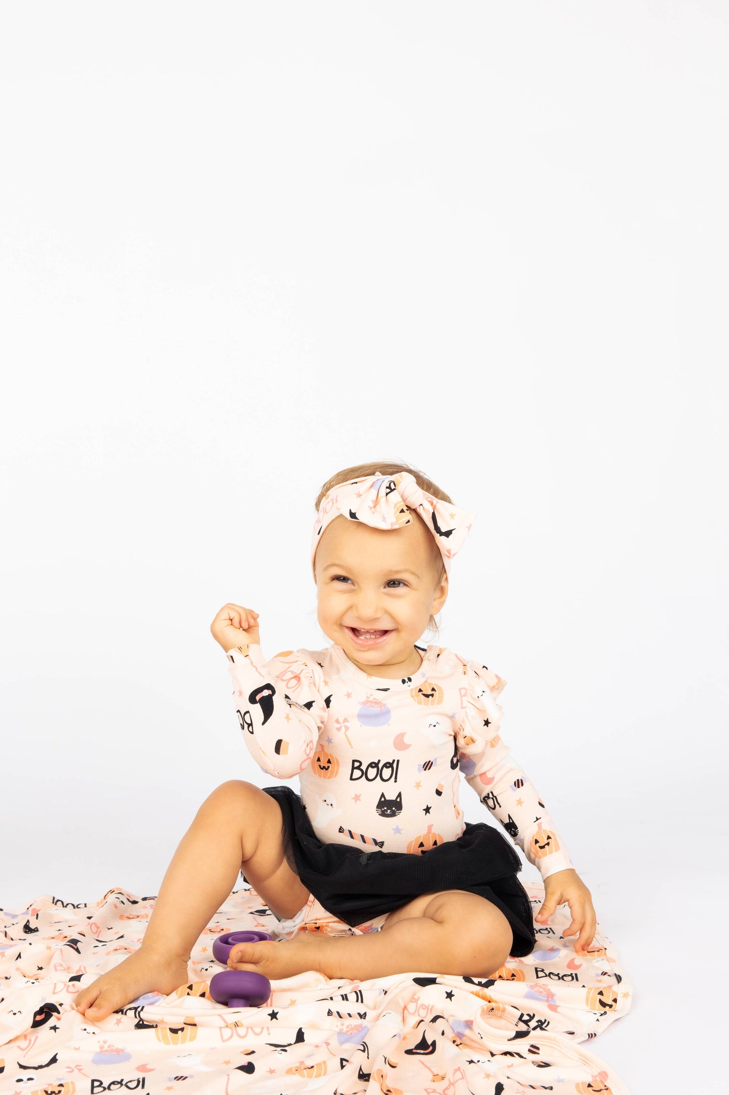 Halloween Sweet and Spooky Glow in the Dark Girls Bamboo Skirted Tulle Onesie: 12-18M