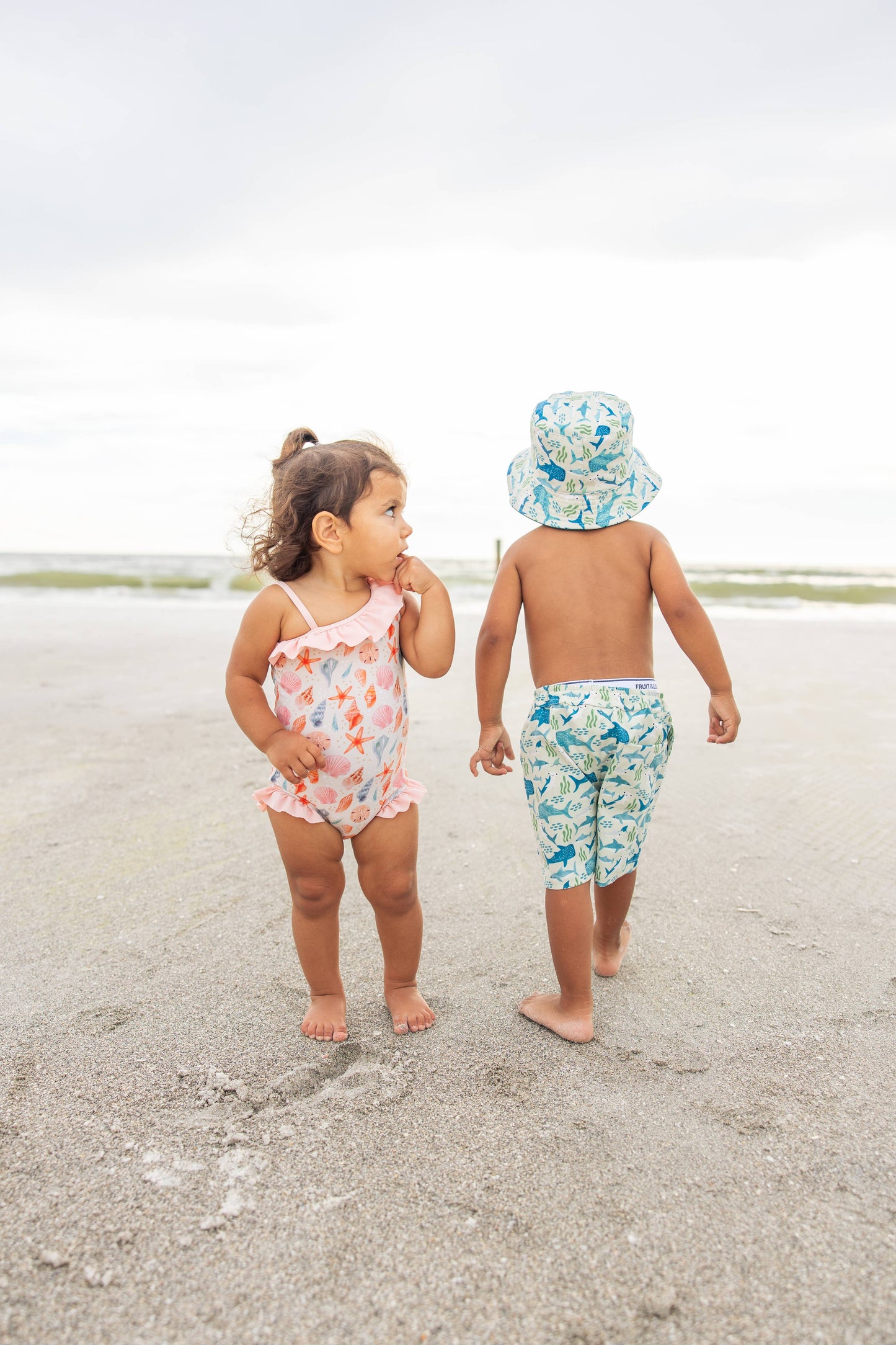 Shark Friends Ocean Animals Boys Swim Trunks Kids Swimsuit: Blue/Multi / 2/3T