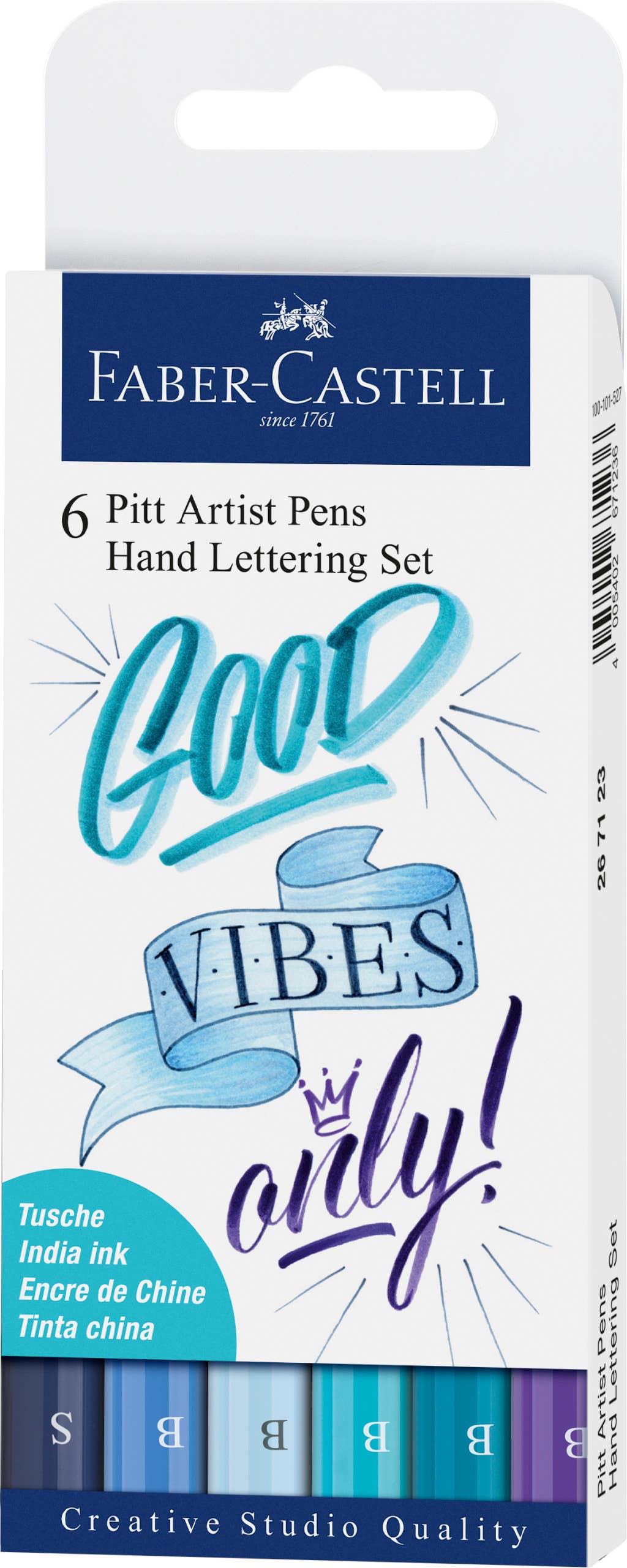 Pitt Artist Pen, Hand Lettering Set Blue - Wallet of 6