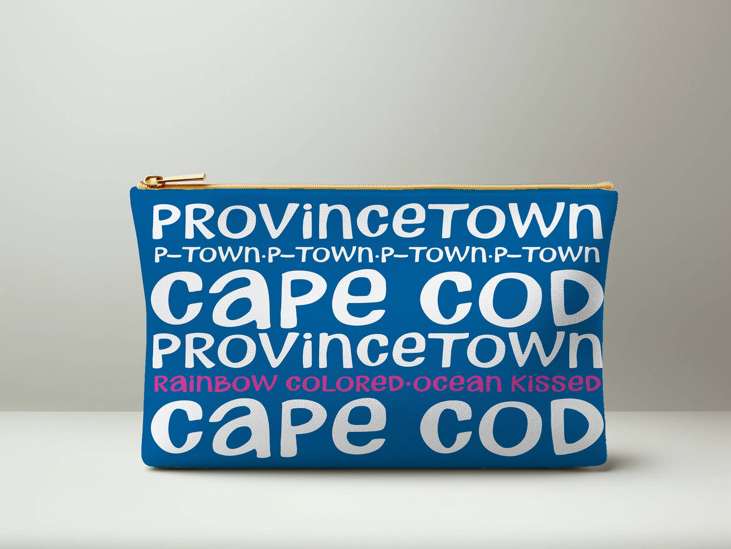 Provincetown Zipper Pouch – Cape Cod Typography Art: Small 8x6 inches