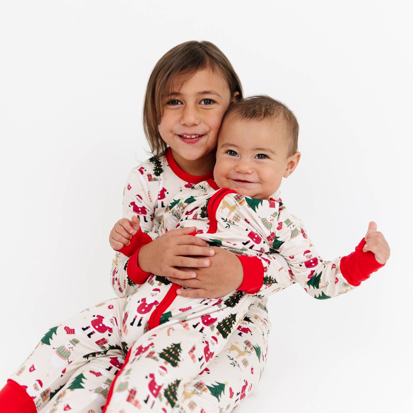 Cozy Christmas Bamboo Convertible Baby Pajama: Red/Multi / 3-6M