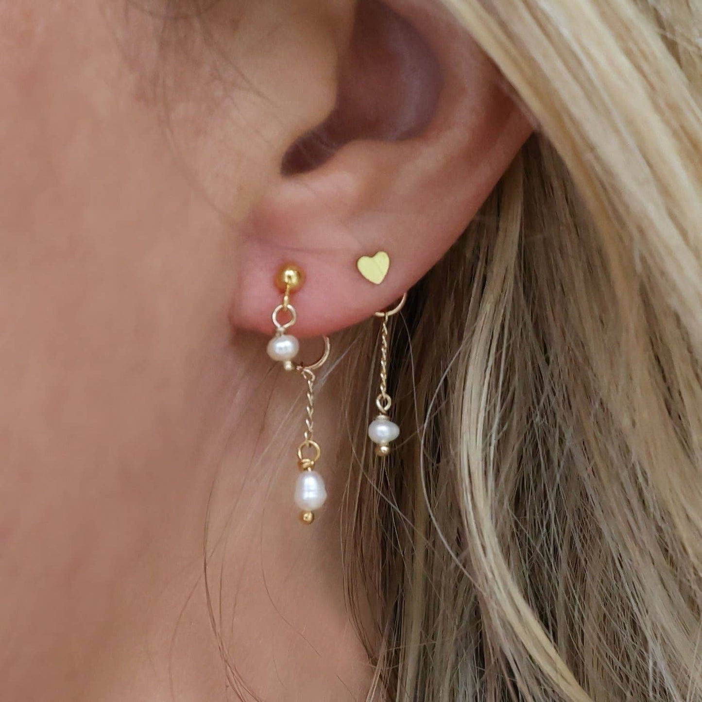 Tiny Back Drop Pearl Earrings