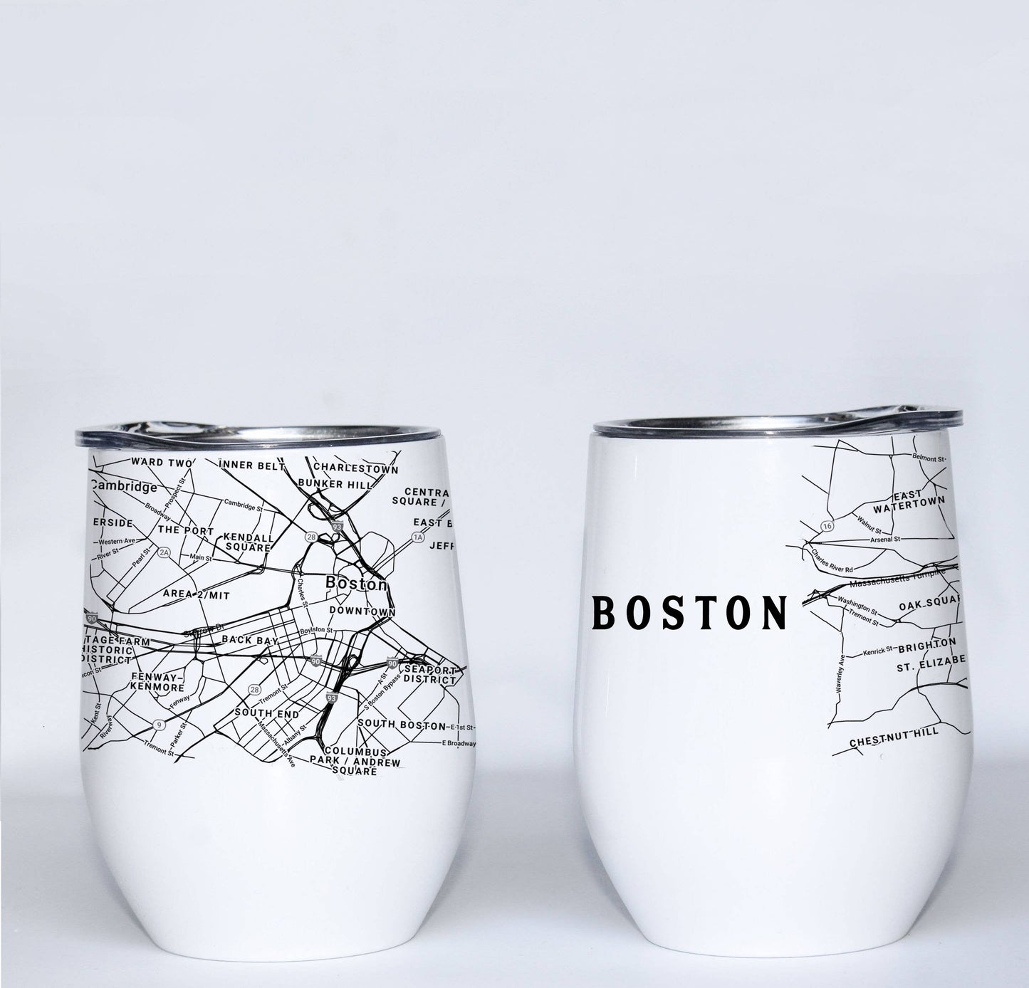 Custom Map Minimalist Black & White  Insulated Wine Tumbler