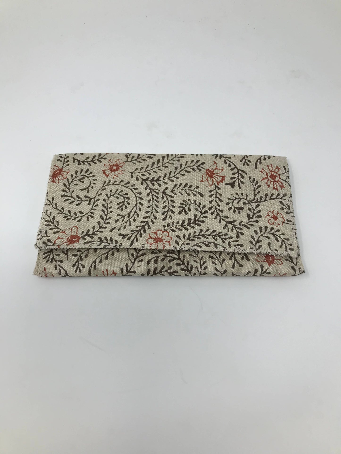 Standard Wallet: Natural Burst Block Print Linen