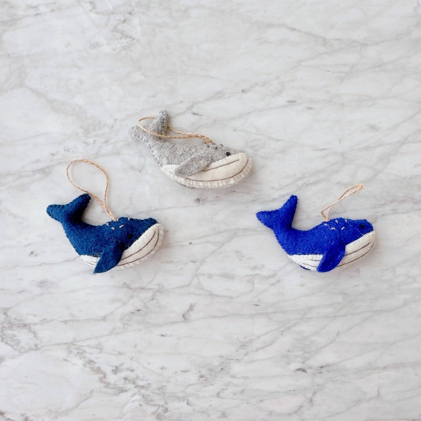 Felted Humpback Whale Ornament: Navy Blue