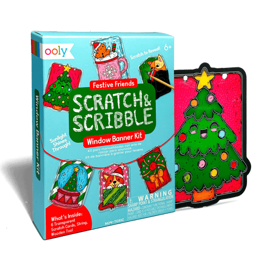 Mini Scratch & Scribble Window Banner Kit - Festive Friends