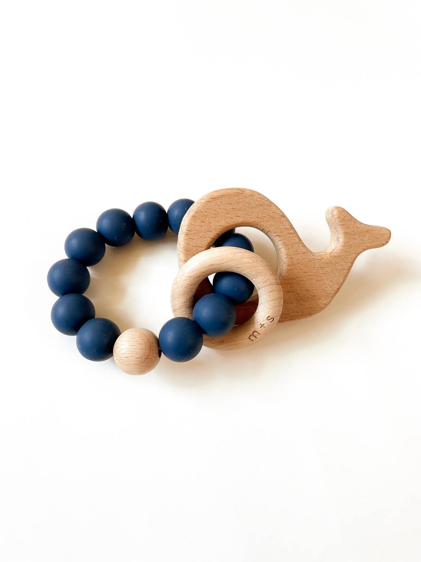 Whale Teether-Silicone and Beech Wood: Brown