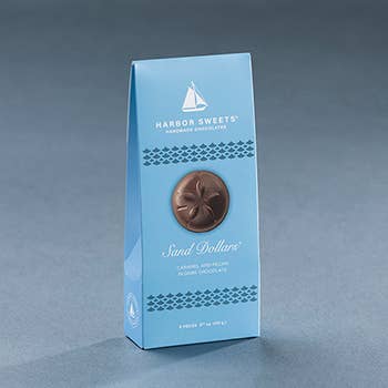 Harbor Sweets Chocolates Sand Dollars Gable Box caramel 6 pc