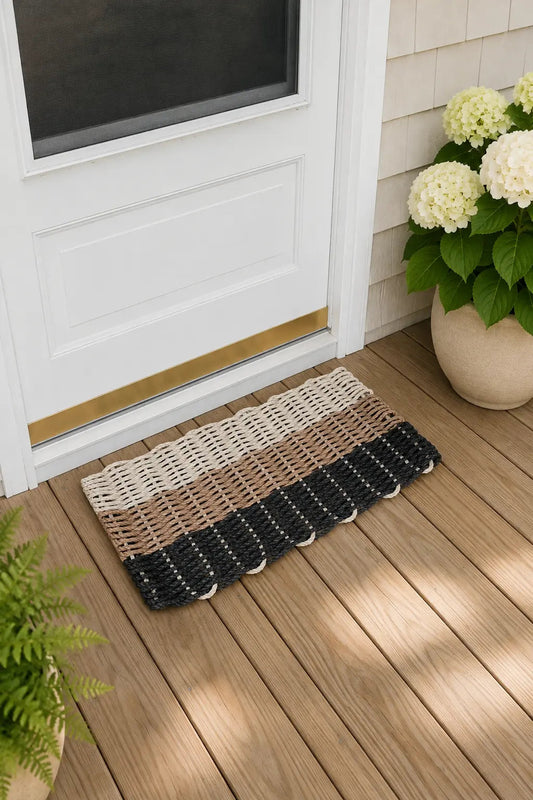 Ombre Rope Mat made with Lobster Rope, Black, brown and tan