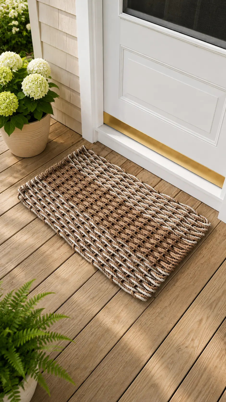 Large Brown and Tan Lobster Rope Mat made with Lobster Rope, Double Weave, Vibrant, Long Lasting Durable