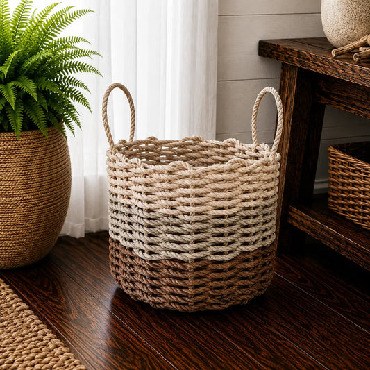 Brown, Tan, Light Tan Ombre Rope Basket