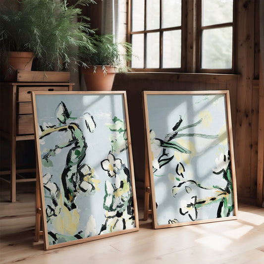 Euphrates Garden, Abstract Floral, Set of 2 Prints