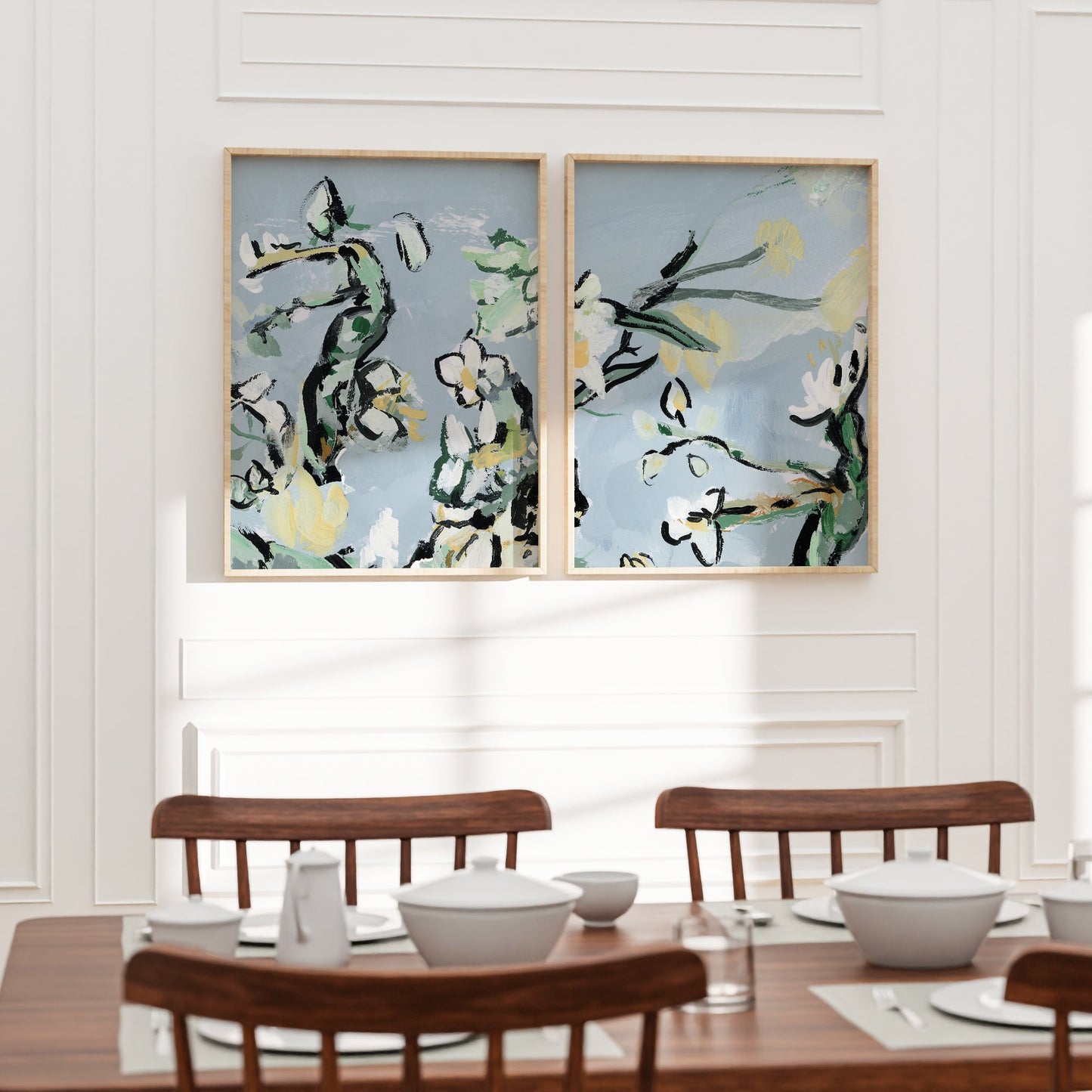 Euphrates Garden, Abstract Floral, Set of 2 Prints