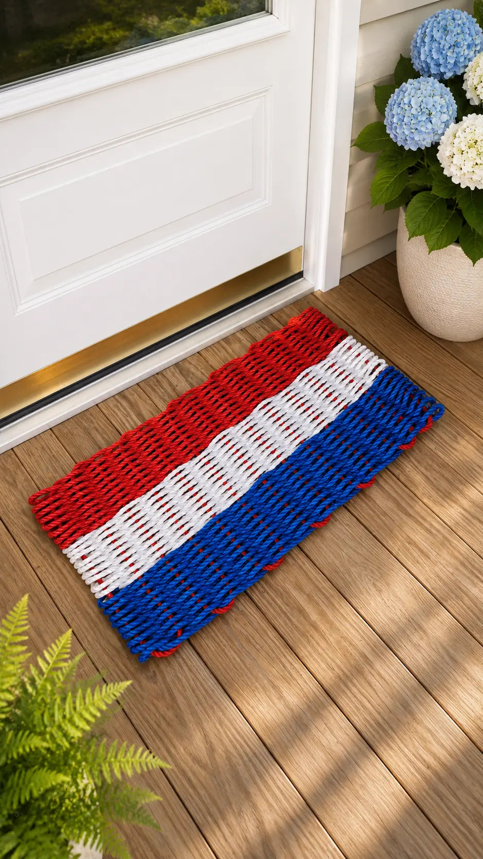 RED WHITE and BLUE stripe Lobster Rope Mat