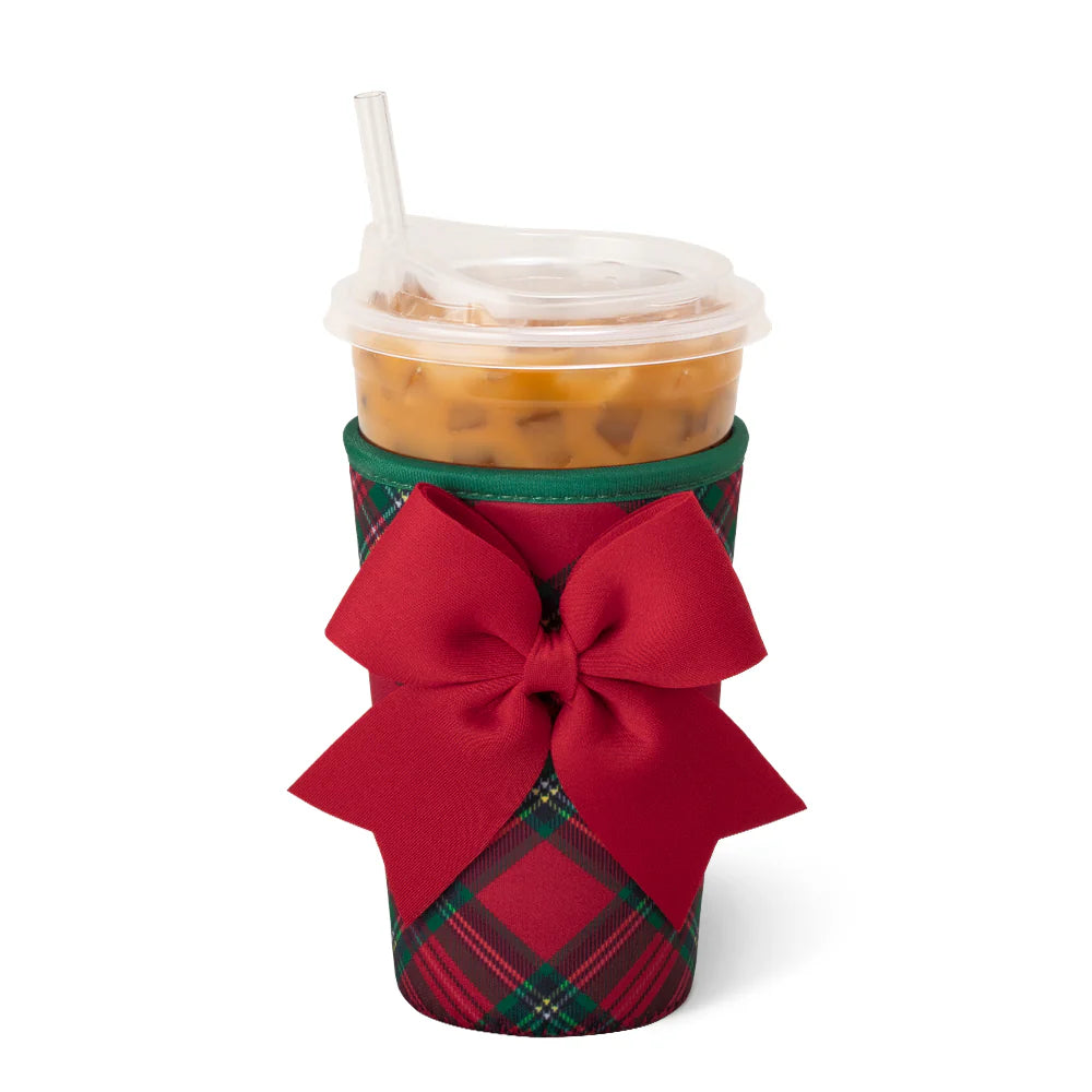 Christmas Plaid Medium Iced Cup Coolie