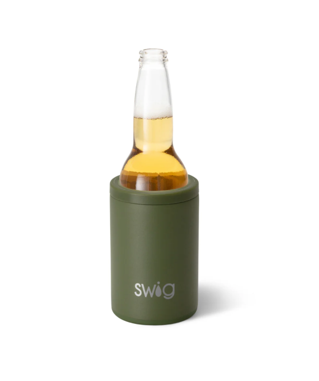 Matte Olive Green 12oz Insulated Can + Bottle Cooler