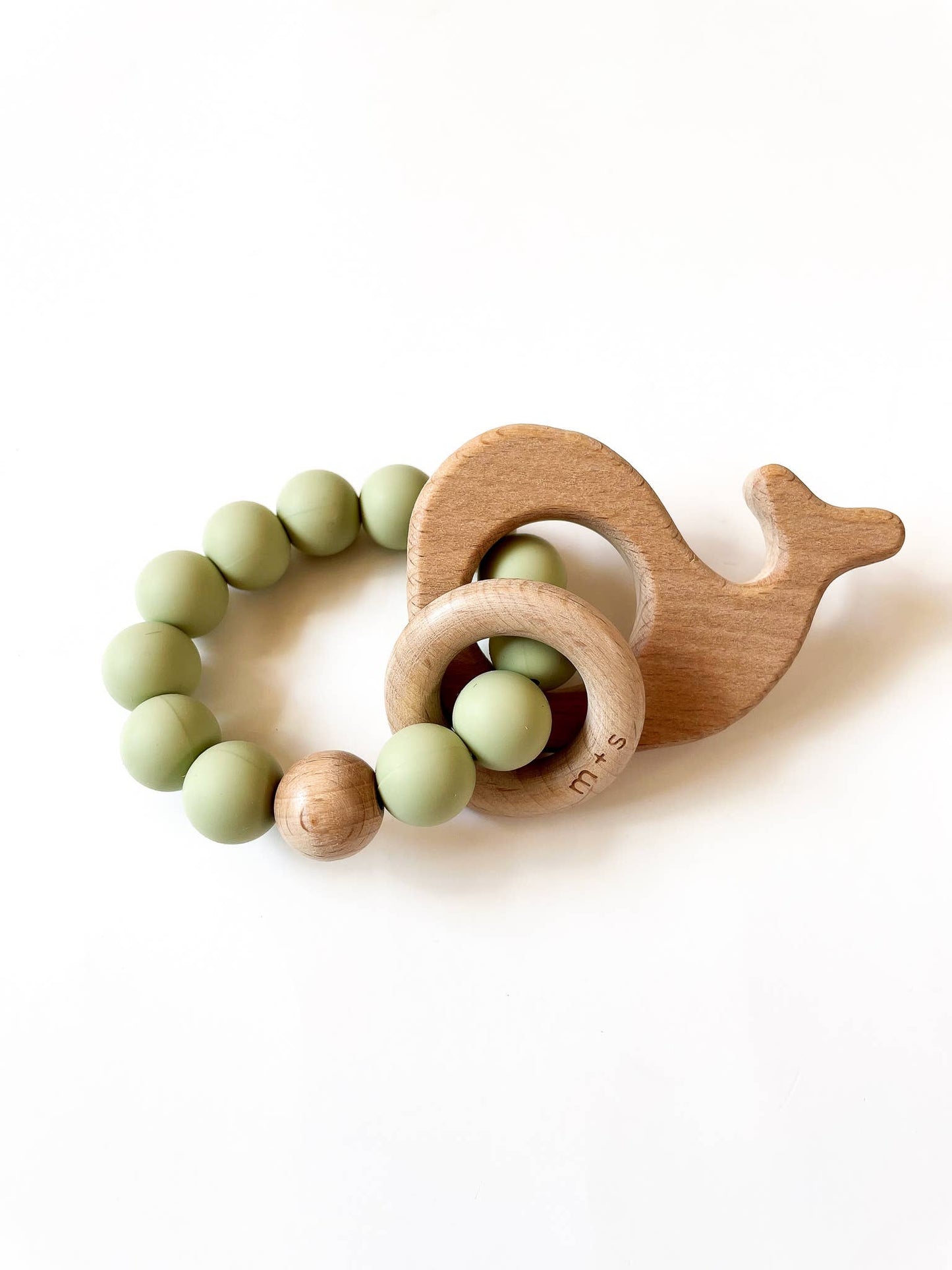 Whale Teether-Silicone and Beech Wood: Brown