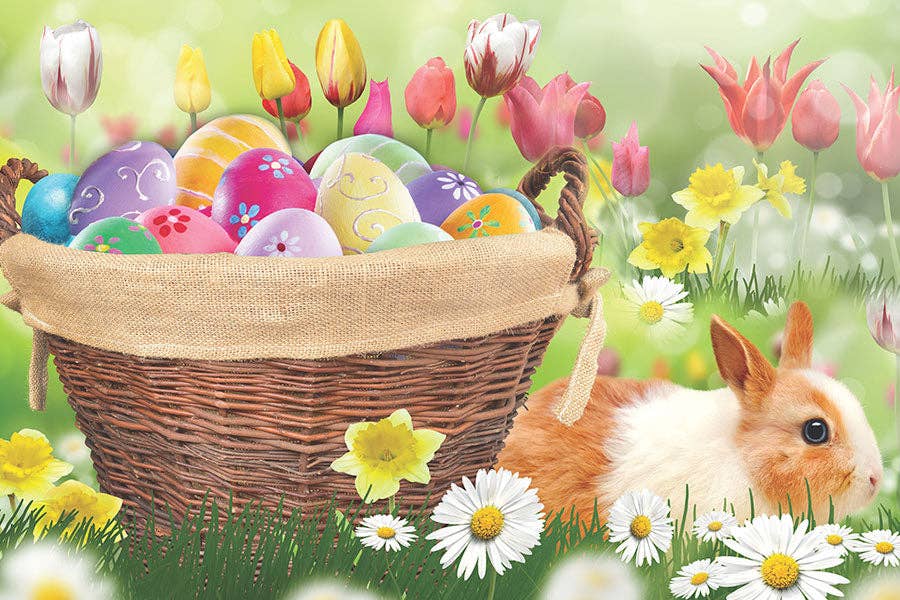 Easter Spring Flowers Basket Bunny Gift Mini Jigsaw Puzzle