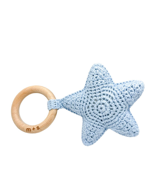 Star Crochet Rattle - Blue
