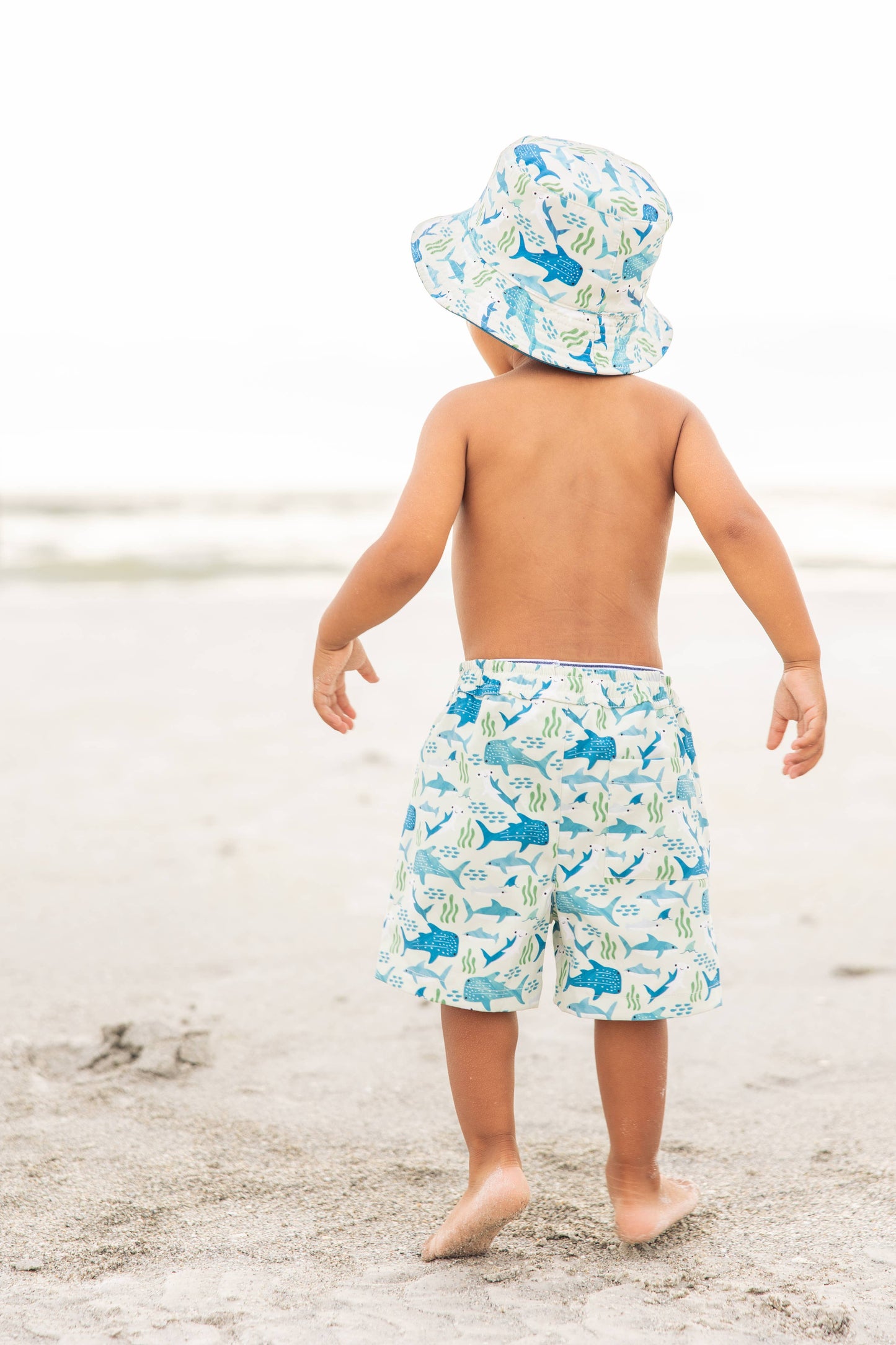 Shark Friends Ocean Animals Boys Swim Trunks Kids Swimsuit: Blue/Multi / 18-24M