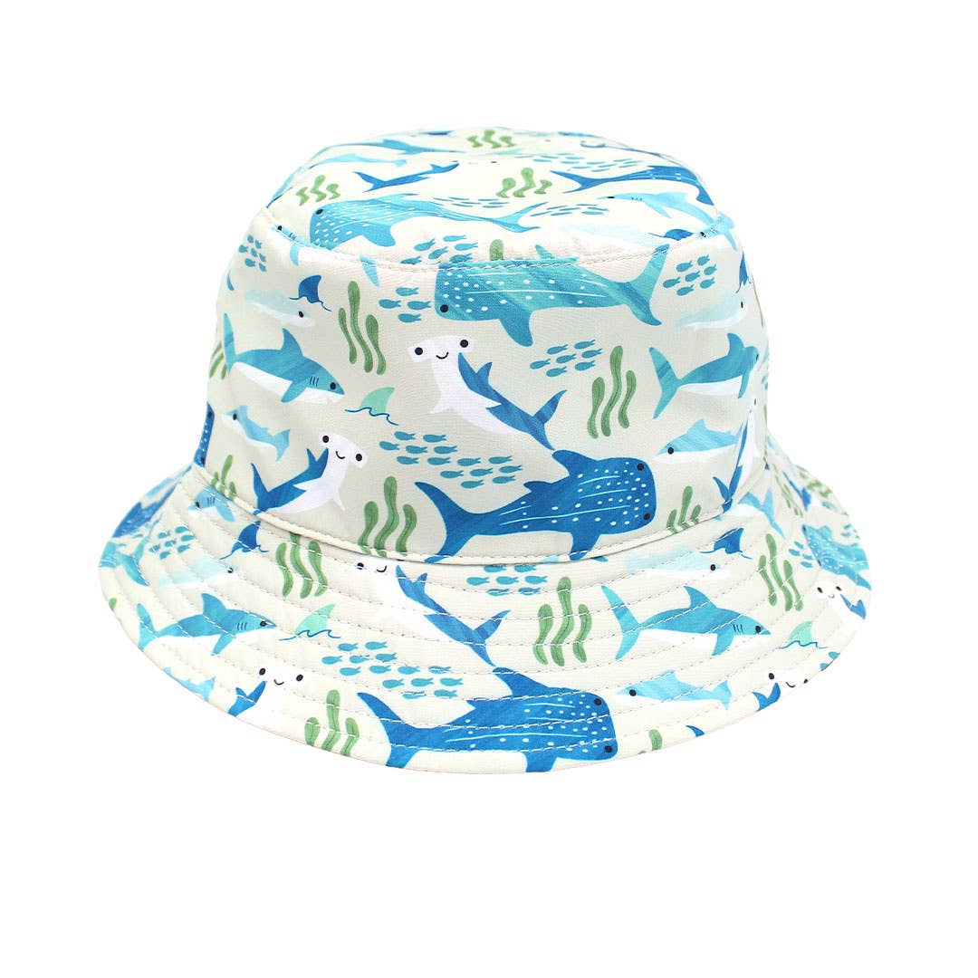 Shark Friends Ocean Blue Reversible Kids Bucket Hat: Blue/Multi / Kids