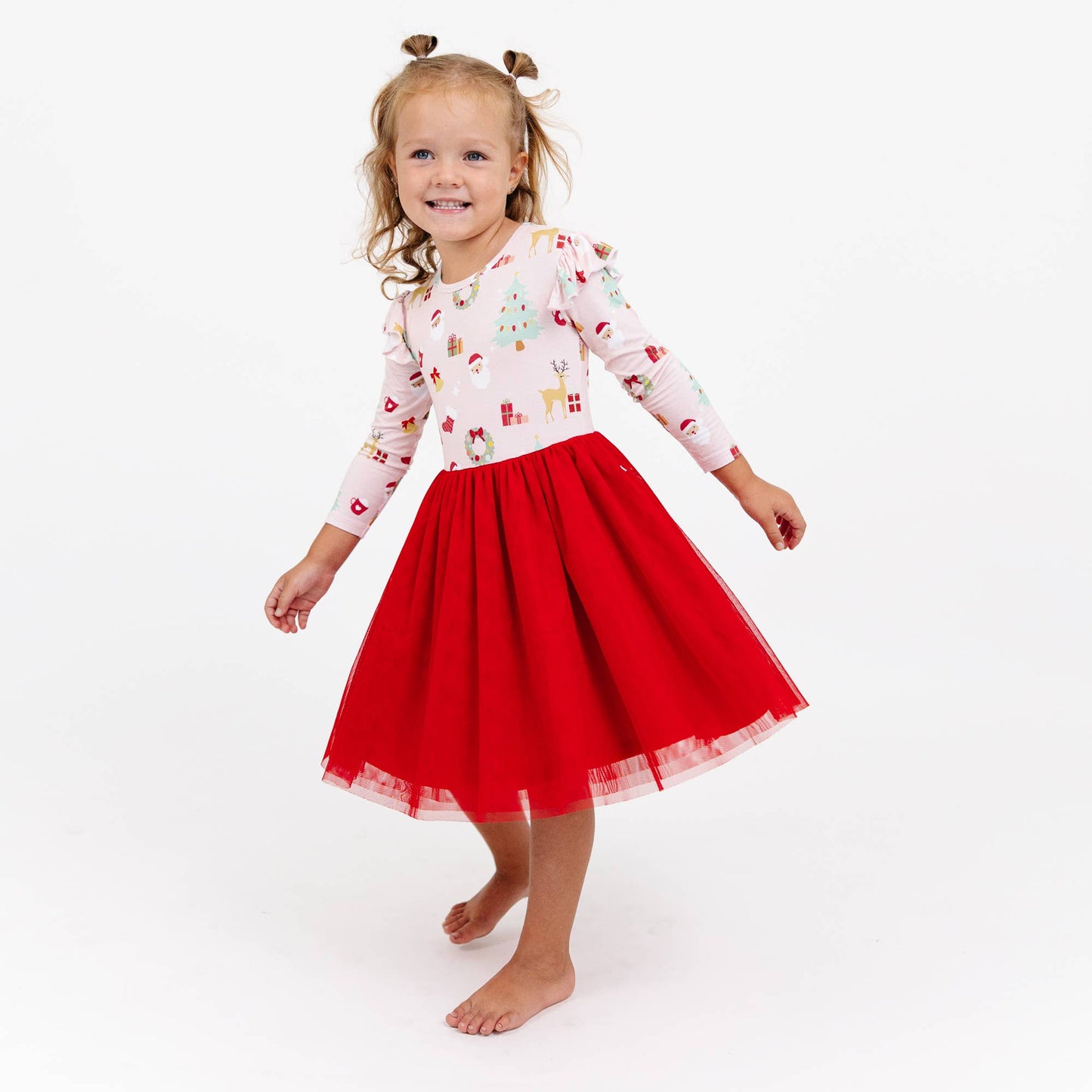 Sugar Plum Bamboo Tulle Dress: Red/Multi / 4/5T