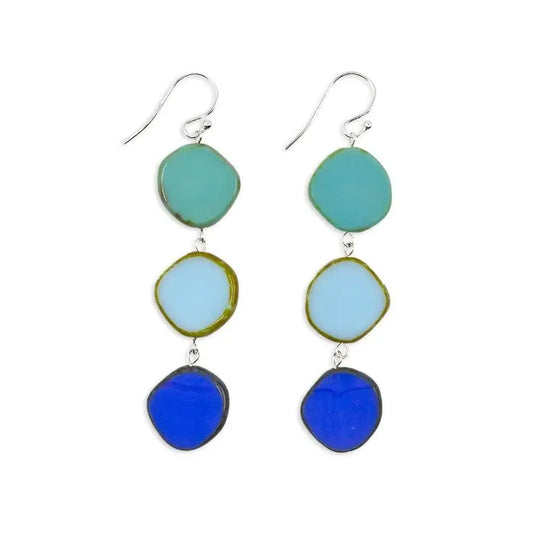 Ocean Mix Triple Circle Glass Beaded Drop Earrings