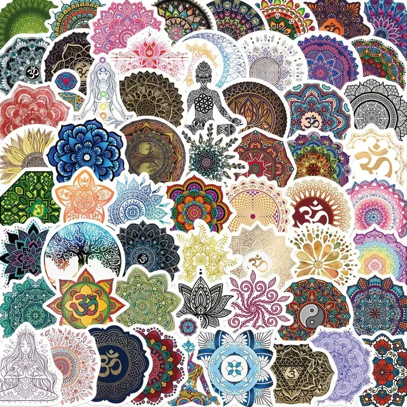 Mandala Stickers, Yoga Meditation, Personalize, Waterproof: 10 Stickers